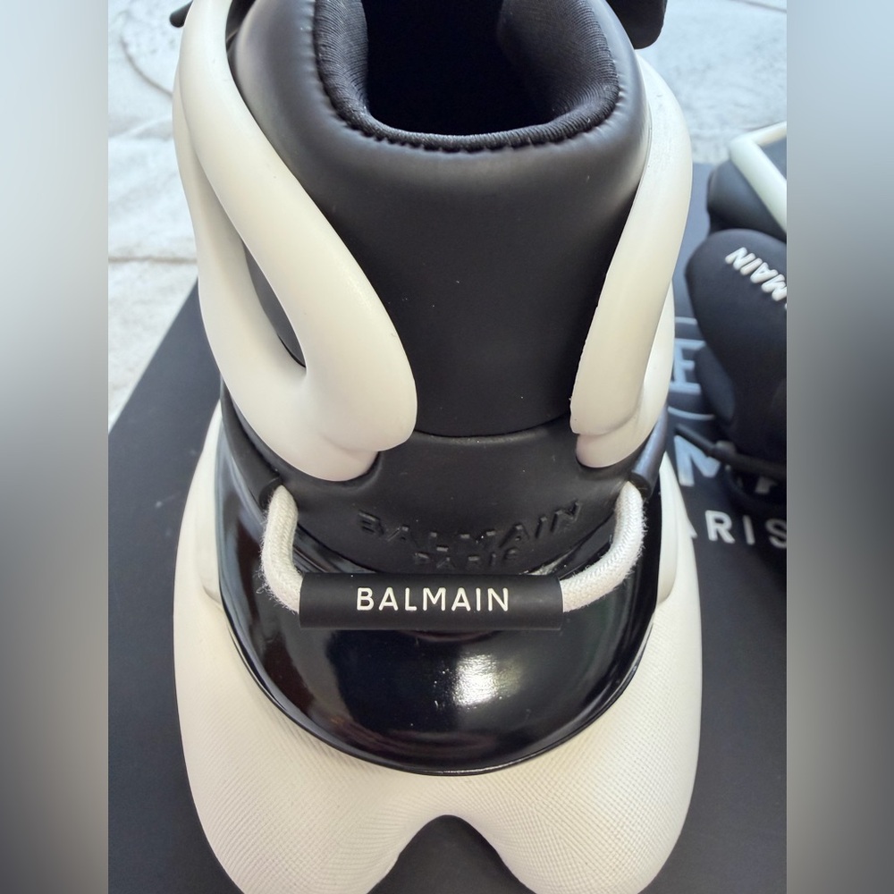 NEW! $1,195 Balmain Paris Unicorn Sneakers Black White 13 / 14 - Picture 8 of 15
